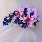 Tiger lily and galaxy orchid Cascading bridal bouquet