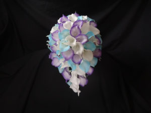 Real touch calla lily cascading purple, lavender, turquoise, bridal bouquet, real touch flowers, artificial teardrop bouquet - Image 8