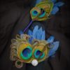 Navy peacock wrist corsage, boutonniere, prom, wedding, bridesmaid - Image 2