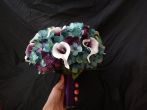 Teal and plum cascading bouquet - Image 3