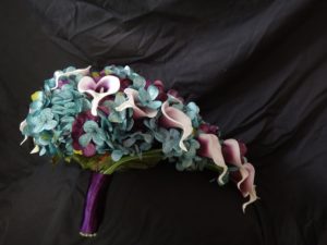 Teal and plum cascading bouquet - Image 4