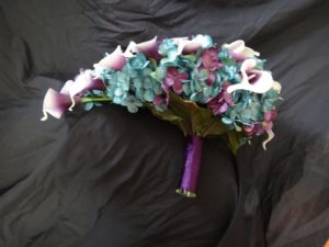 Teal and plum cascading bouquet - Image 5
