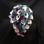 Teal and plum cascading bouquet
