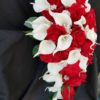 Red, white teardrop bouquet, artificial silk Rose, real touch calla, teardrop, cascading bouquet, bridal bouquet - Image 7