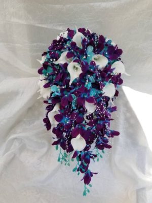 purple blue orchid bouquet