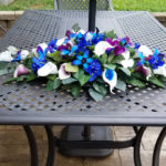 Wedding table decor, center piece, rose calla lily orchid center piece