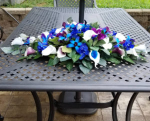 Wedding table decor, center piece, rose calla lily orchid center piece