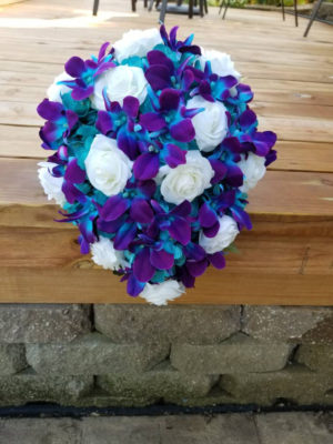 Galaxy orchid bridal bouquet with roses - Image 3