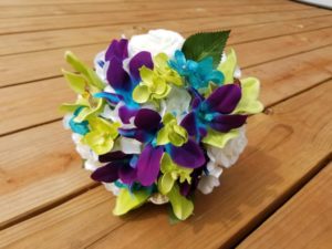 Galaxy orchid, small, bridesmaid bouquet, green orchid, teal real touch rose bridal bouquet, bride bouquet, artificial flower bouquet - Image 9