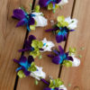 Rose,lime green, galaxy orchid, boutonniere, real touch rose, purple blue orchid - Image 3
