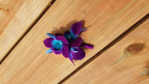 Purple blue, turquoise orchid boutonniere, galaxy orchid, artificial orchid boutonniere, bottom hole, corsage, singapore, island orchid,silk - Image 3