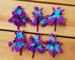 Purple blue, turquoise orchid boutonniere, galaxy orchid, artificial orchid boutonniere, bottom hole, corsage, singapore, island orchid,silk - Image 4