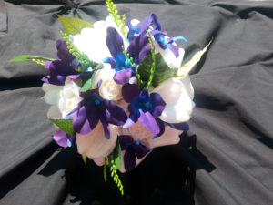 Cascading bouquet with galaxy orchids and calla lilies - Image 8