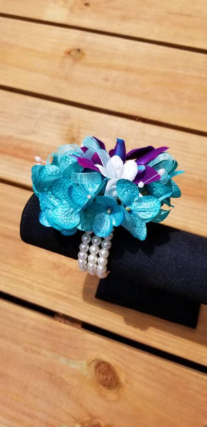 Galaxy and turquoise wrist corsage - Image 3