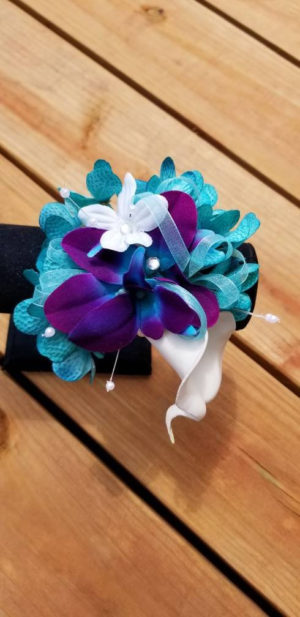 Galaxy and turquoise wrist corsage - Image 2