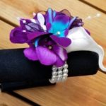 Real touch calla lily orchid pearl wristlet, galaxy orchid, purple, turquoise, corsage, purple corsage,purple blue orchid, singapore orchid