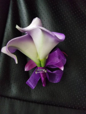 Purple, lavender, Calla lily orchid corsage, real touch calla lilies - Image 2