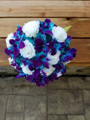 Galaxy orchid bridal bouquet with roses - Image 2