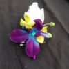 Rose,lime green, galaxy orchid, boutonniere, real touch rose, purple blue orchid