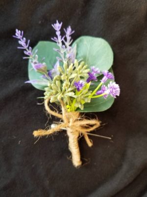 Eucalyptus boutonniere, baby's breath, artificial, botton hole, faux flower boutonniere, lavender - Image 2