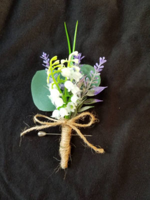 Eucalyptus boutonniere, lavender, artificial, botton hole, faux flower, lilies of the valley - Image 2