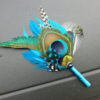 Peacock  boutonniere, button hole, peacock feather, wedding, customize ribbon color to match your wedding colors - Image 4