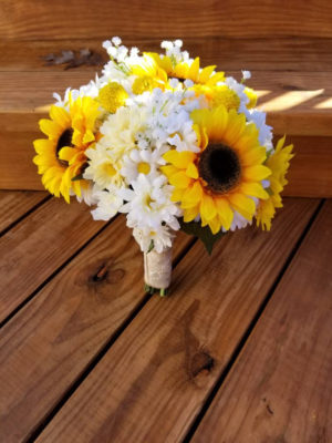 Sunflower, daisy, gerbera daisy baby's breath artificial flower bouquet, autumn bouquet, bridal bouquet, rustic country wedding - Image 3