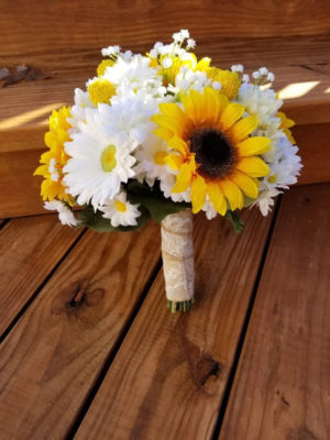 Sunflower, daisy, gerbera daisy baby's breath artificial flower bouquet, autumn bouquet, bridal bouquet, rustic country wedding - Image 2