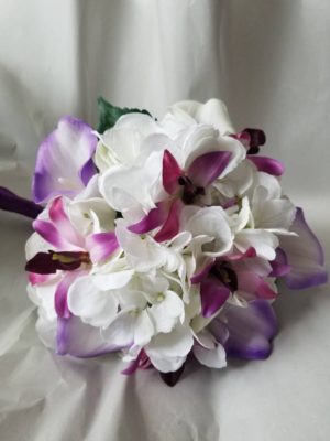 White and purple cascading bouquet - Image 5
