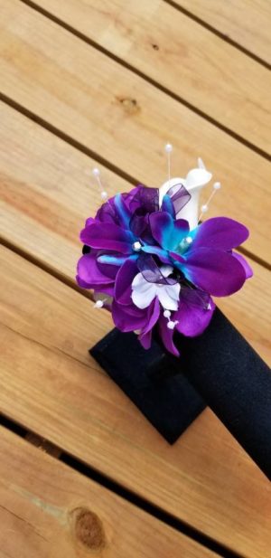 Real touch calla lily orchid pearl wristlet, galaxy orchid, purple, turquoise, corsage, purple corsage,purple blue orchid, singapore orchid - Image 3