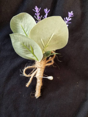 Eucalyptus boutonniere, baby's breath, artificial, botton hole, faux flower boutonniere, lavender - Image 3