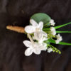 Eucalyptus boutonniere, baby's breath, artificial, botton hole, faux flower, lilies of the valley, stephanotis - Image 3