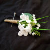 Eucalyptus boutonniere, baby's breath, artificial, botton hole, faux flower, lilies of the valley, stephanotis