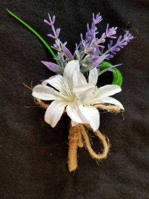 baby's breath, white artificial, botton hole, faux flower, silk tweedia, rustic country