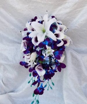Galaxy orchid and casablanca lily bouquet