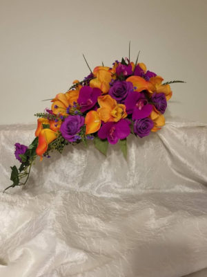 Purple and orange cascading bouquet - Image 4