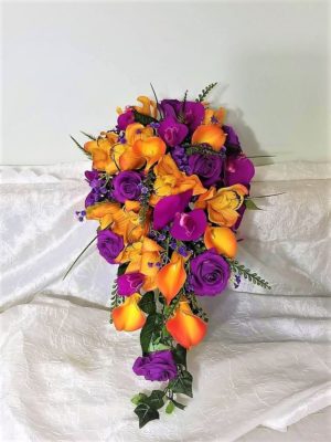 Purple and orange cascading bouquet - Image 7
