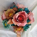 Copper and teal bridal bouquet