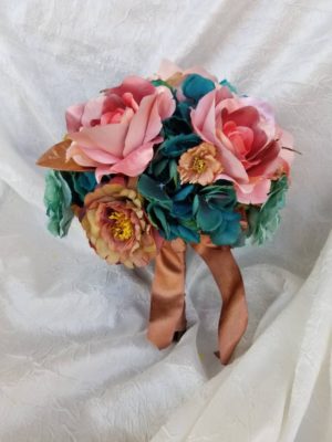 Copper and teal bridal bouquet - Image 6