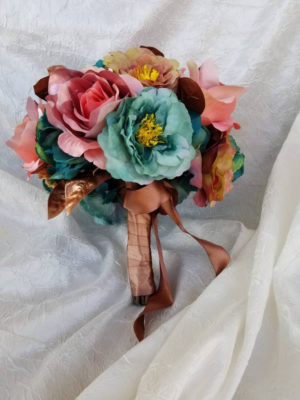 Copper and teal bridal bouquet - Image 7