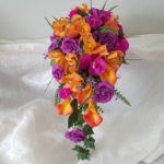 real touch orange and purple bouquet