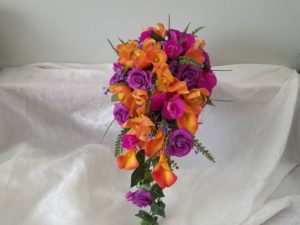 Purple and orange cascading bouquet - Image 9
