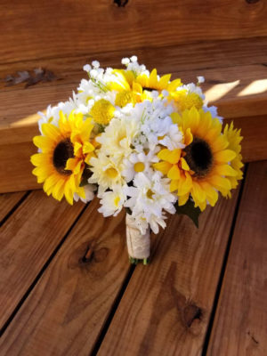 Sunflower, daisy, gerbera daisy baby's breath artificial flower bouquet, autumn bouquet, bridal bouquet, rustic country wedding - Image 5