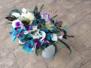 Purple, teal, peacock cascading bouquet - Image 5
