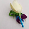 Rose galaxy orchid boutonniere, purple blue orchid boutonniere, rose and orchid boutonniere - Image 3