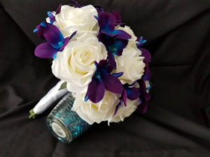 Rose and galaxy orchid bridal bouquet - Image 5