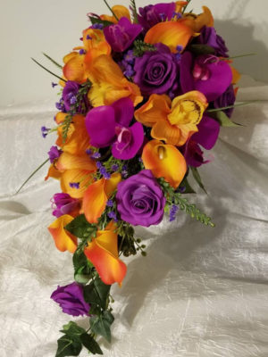 Purple and orange cascading bouquet - Image 2