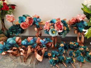 Copper and teal bridal bouquet - Image 5