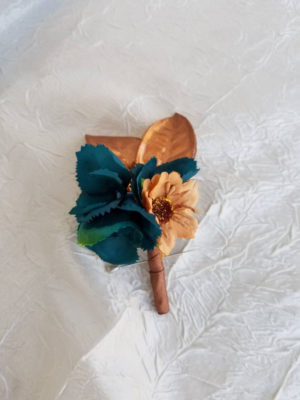 Copper and teal bridal bouquet - Image 10