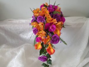 Purple and orange cascading bouquet - Image 8